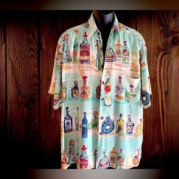 KAHALA l Mens SS Shirt l “Tequila Shirt” l Rayon l Pocket l XL l EUC - Picture 8 of 9